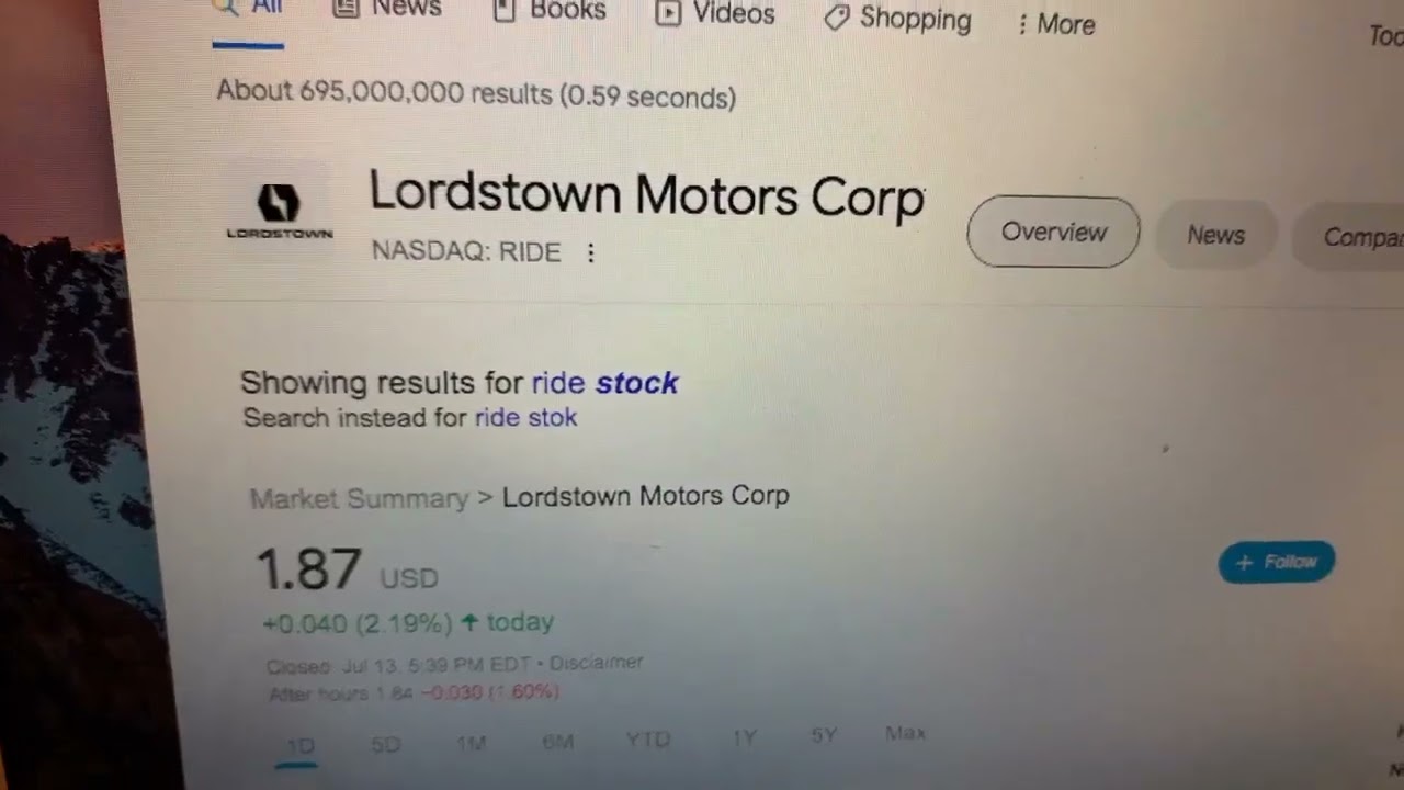 🔴 Lordstown Motors Corp RIDE Stock Information 🔴