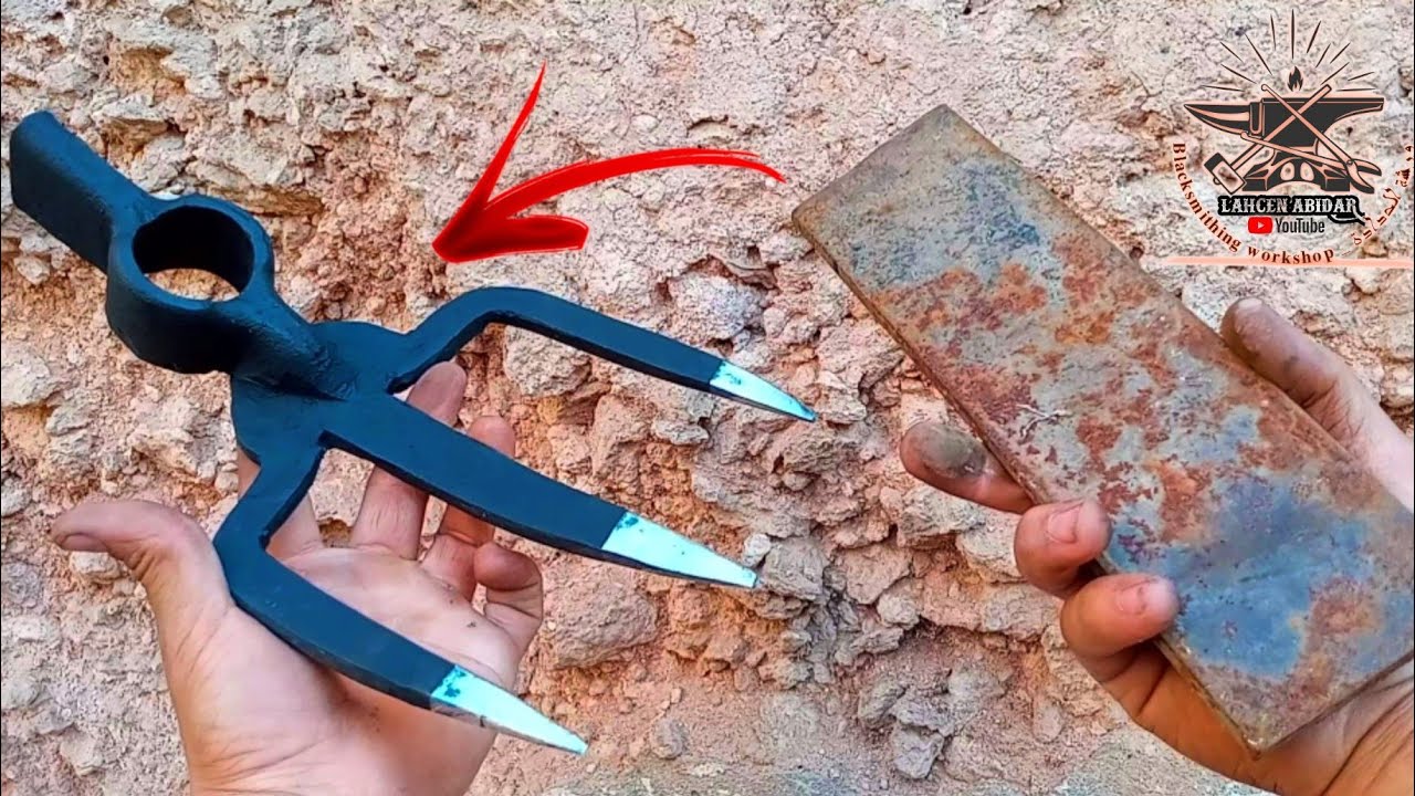 كيفية عمل مذراة للحفر بدون لحام/How to make pitchfork for digging without welding