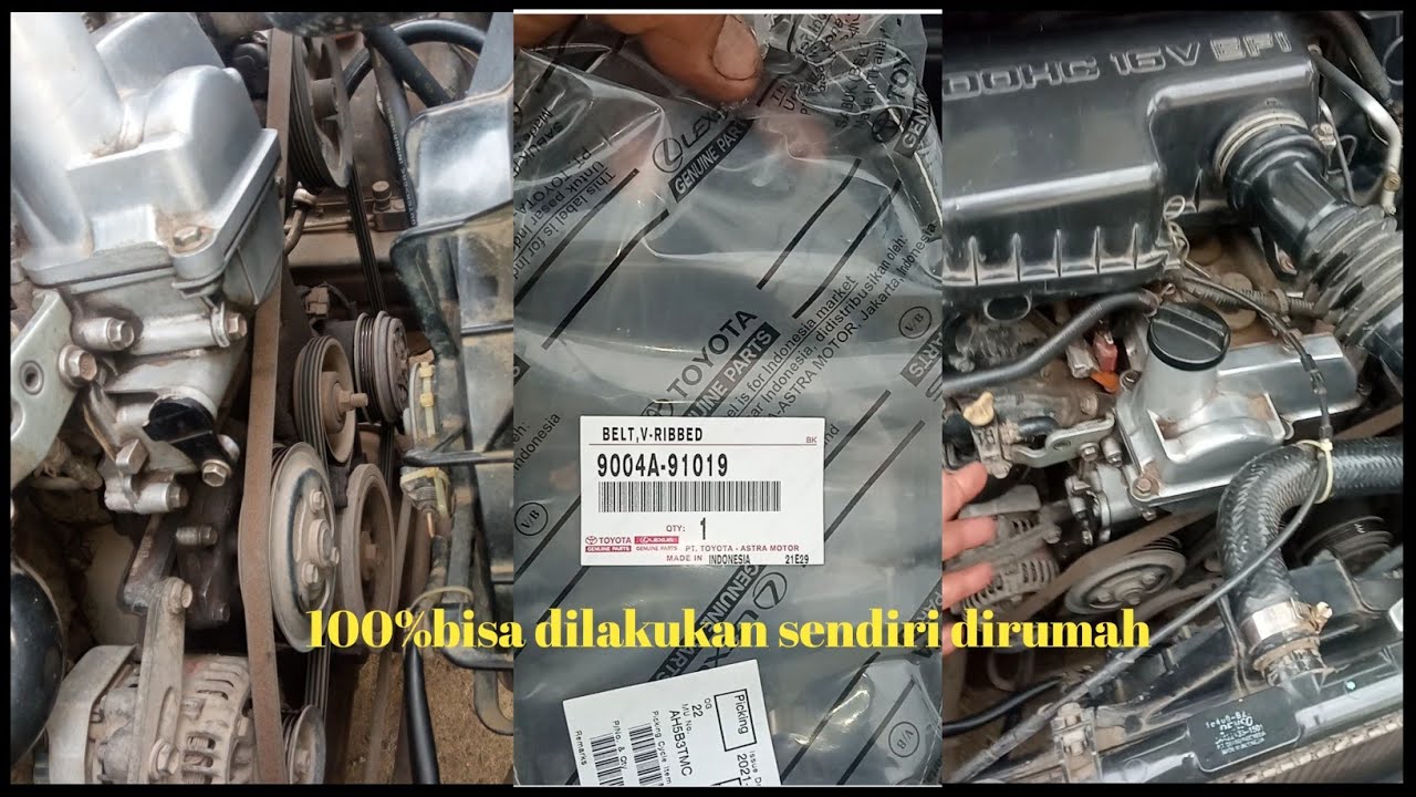 tutorial cara membuka,mengganti dan memasang v belt mobil Toyota avanza 1.3 vvti dan non vvti