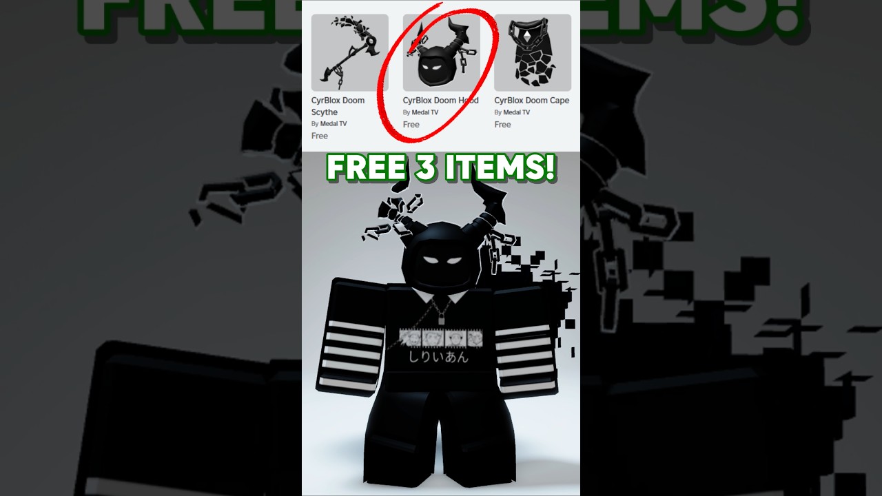 Get These 3 Free Items (CyrBlox Doom Set) #shorts #roblox