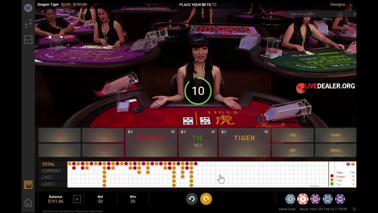 Playtech live dealer Dragon Tiger