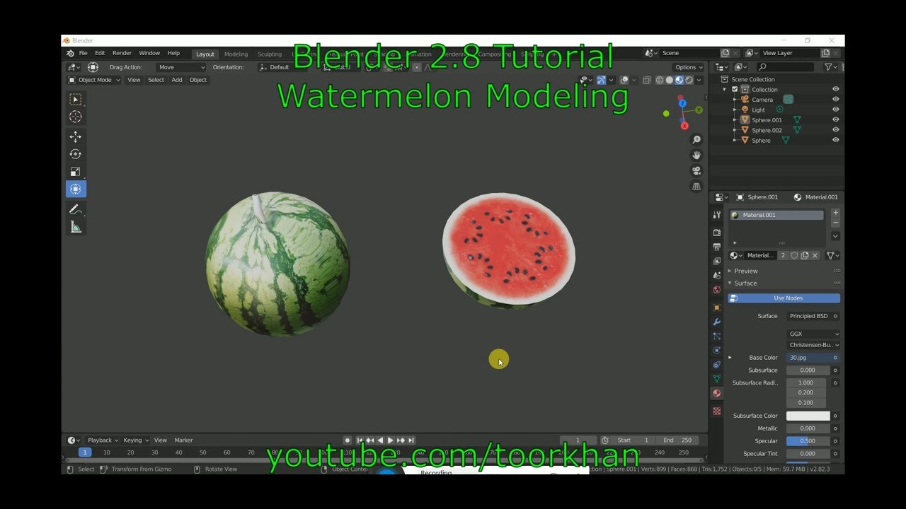 Blender 2 8 Tutorial, Watermelon Modeling, Eeve Watermelon, Beginner, Toorkhan