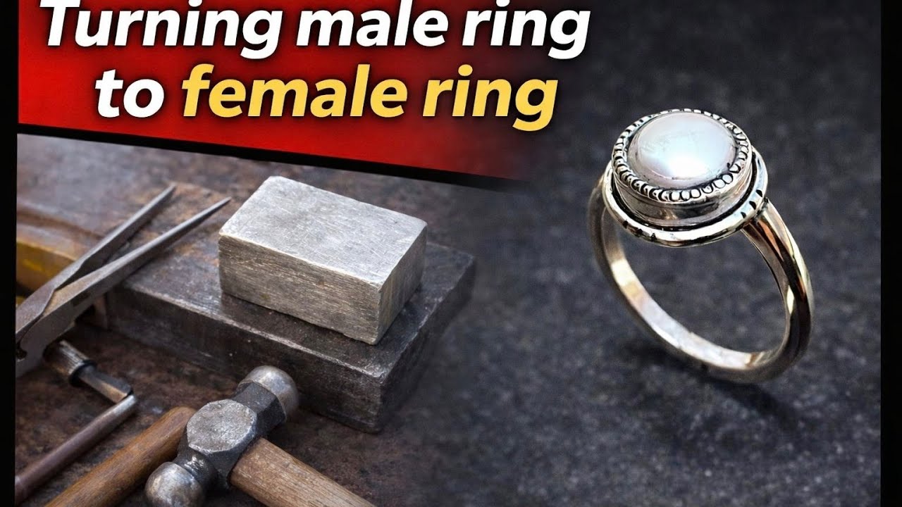 Turning Old Male Ring into Beautiful Female Ring 💍 | pearl Ring making 