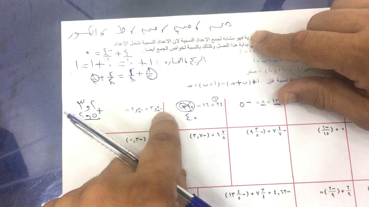 الصف الثامن الفصل الأول : بند ( ٢ - ٣ ) جمع الاعداد النسبية