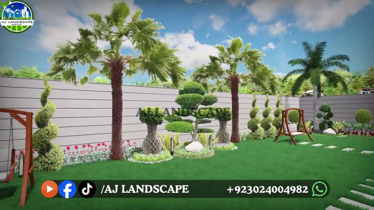 🌿 1 Kanal Backyard Garden Design DHA Phase 6 Lahore | AJ Landscape 🌿