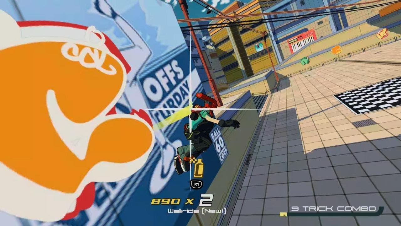 Bomb Rush Cyberfunk but Red is just skating around the Hideout