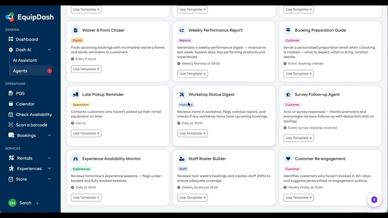 Dash Agents — Autonomous AI Workflows for Equipment Rental & Tour Operators