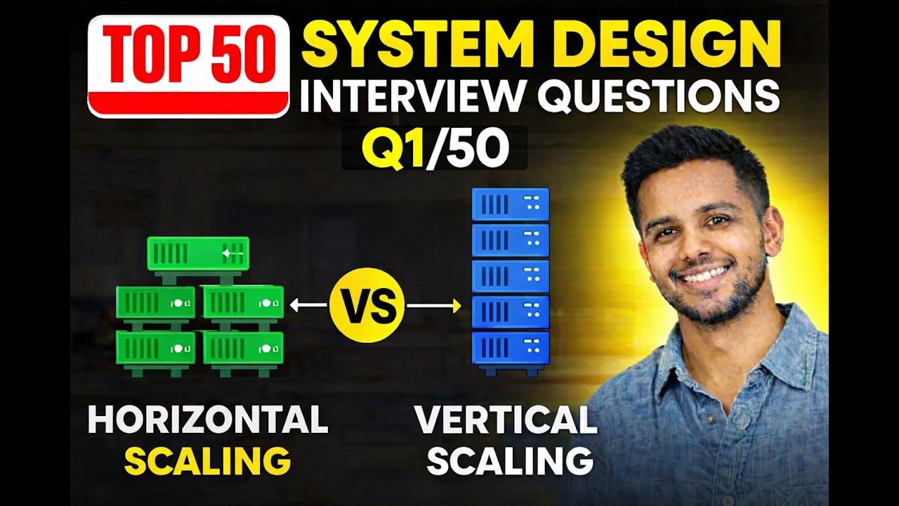 Horizontal vs Vertical Scaling Explained In Hindi | Top #1/50 System Design Interview Concepts