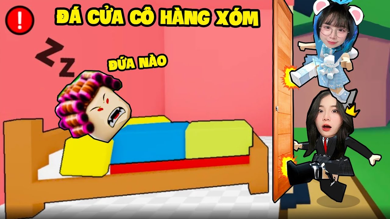 SAMMY VÀ MÈO SIMMY LÀM TRẺ TRÂU ĐÁ CỬA NHÀ HÀNG XÓM TRONG ROBLOX