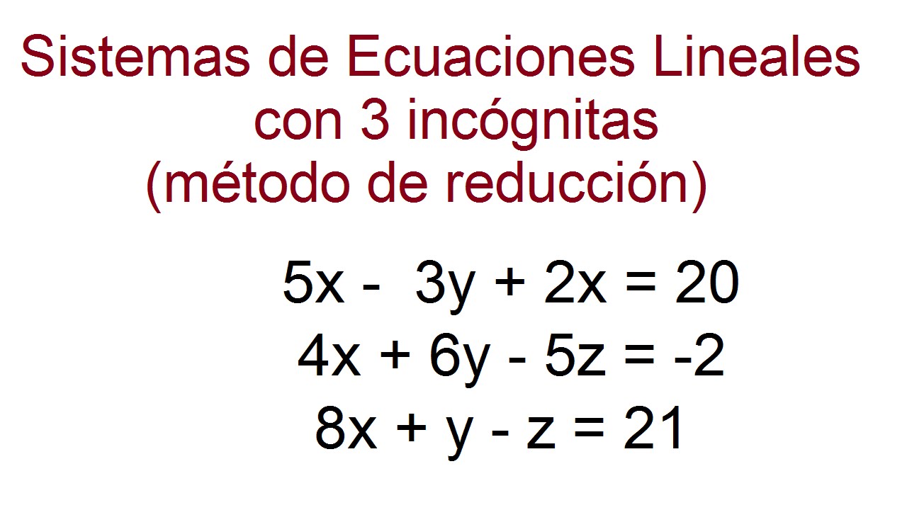 Sistemas de Ecuaciones de 3 Incógnitas (Método de Reducción)