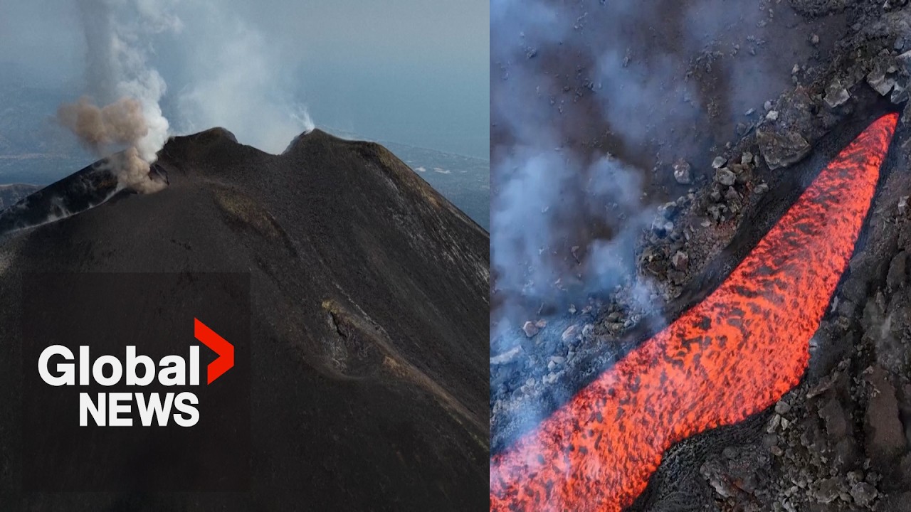 Mount Etna eruption: Drone video shows stunning close-up of lava flow