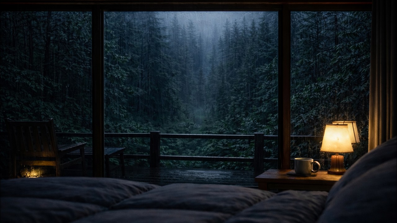 Nothing Happens for 2 Hours – Cabin Rain, Quiet Foggy Night