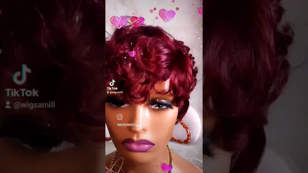 1b/burgundy Short Pixie Cut Wig, Full Cap Wig, Glueless Wig, Alopeica Wig, Chemo Wig