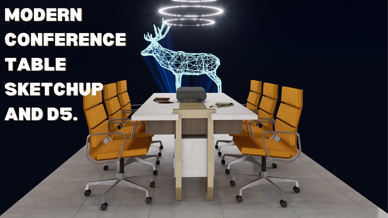 Modern conference table Sketchup and D5.