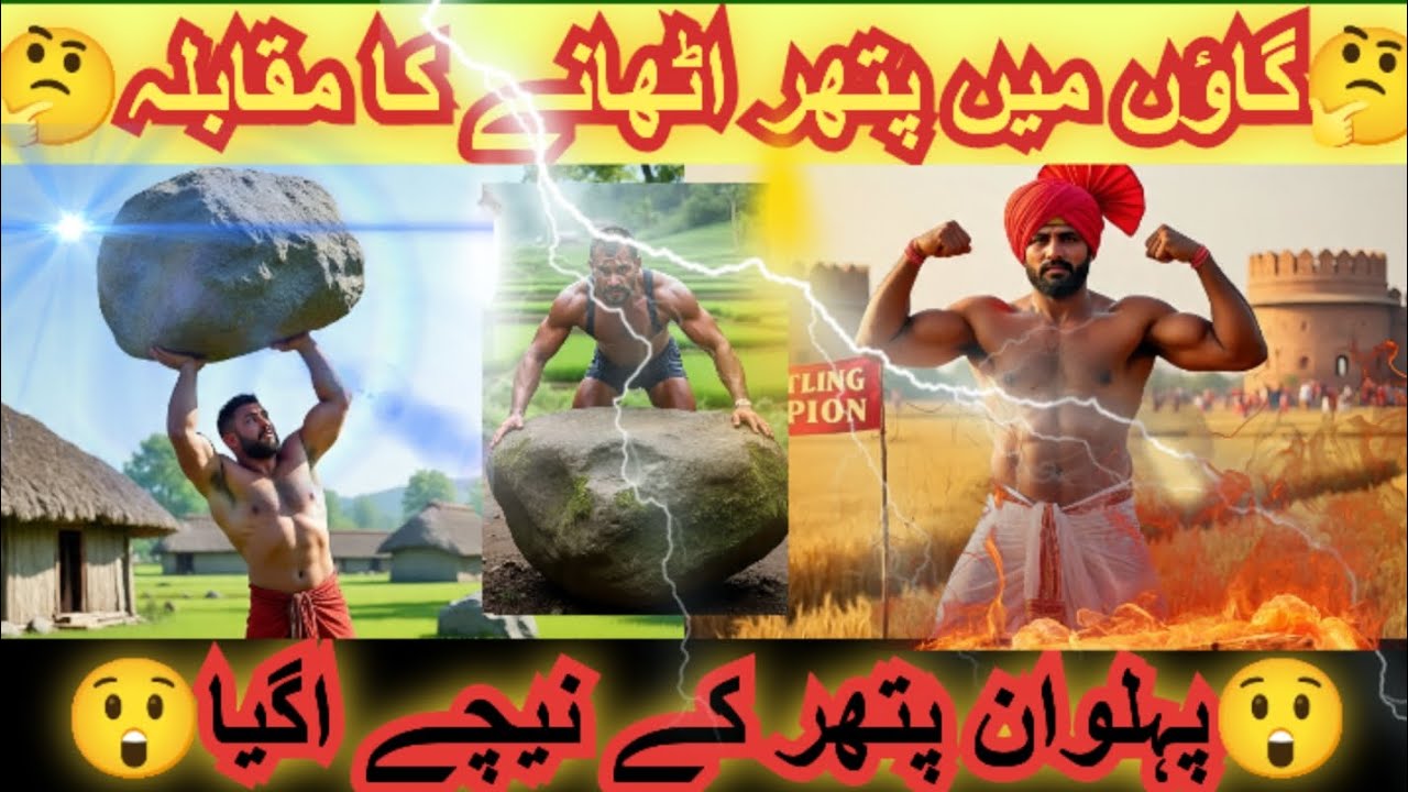 😲گاؤں میں پلوان پتھر اٹھاتے ہوئے پتھر کے نیچے ا گیا😲 village mela 😲desii phelwan🥰 fight 