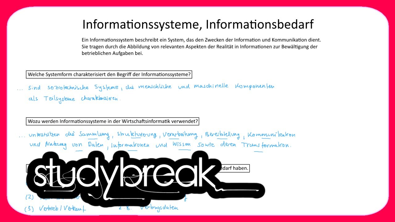Informationssysteme, Informationsbedarf | Wirtschaftsinformatik