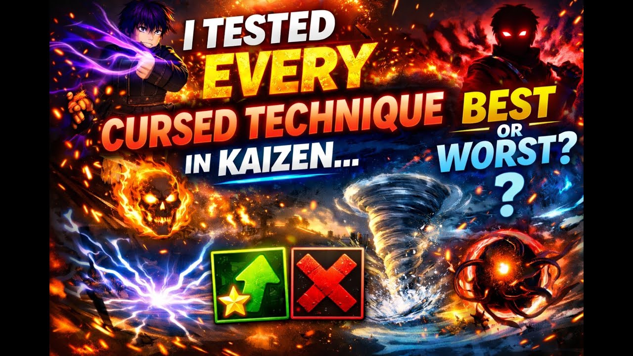 EVERY Cursed Technique in Kaizen Roblox shown abilities and tips for using them.