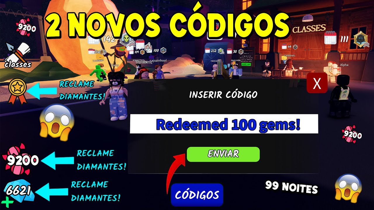 🚨SAIU! 2 NOVOS C&Oacute;DIGOS DE 100 DIAMANTES NO 99 Noites na Floresta NO 99 NIGHTS TODOS C&Oacute;DIGOS ATIVOS