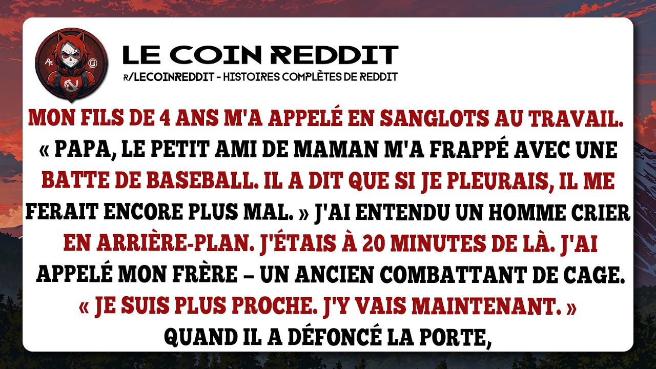 Mon fils de 4 ans m'a appelé en sanglots au travail. «Papa, le petit ami de Maman m'a frappé avec...
