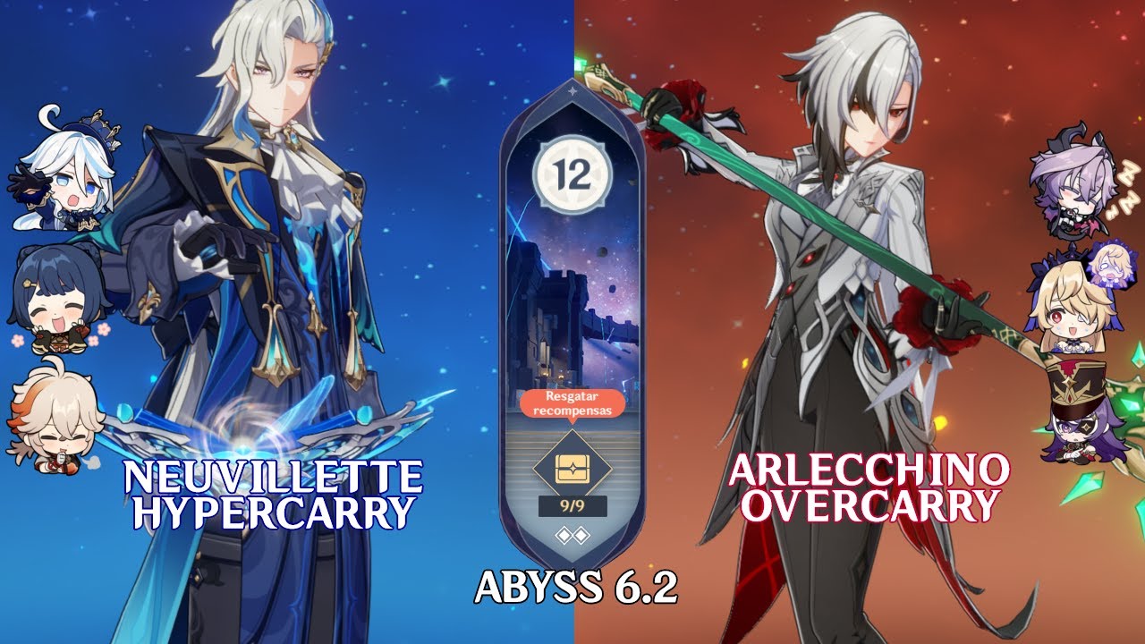 C0 Neuvillette Hypercarry & C0 Arlecchino Overcarry | Genshin Impact Abyss 6.2 Floor 12 9 Stars