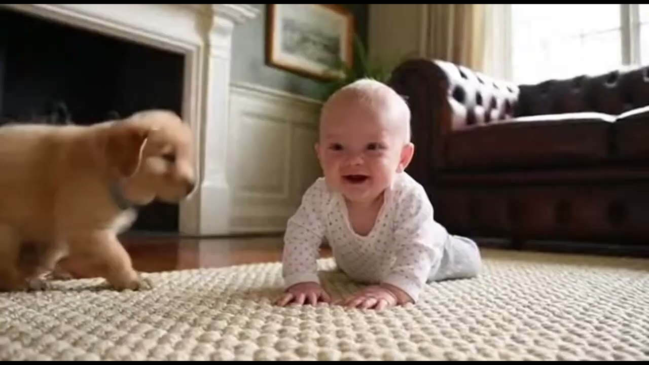 Baby & Puppy Rolling 💕🐕 |  Fun Laughs😄👶 | Happy Playtime 😊🐕👶| Heartwarming Bond 🐕👶💚