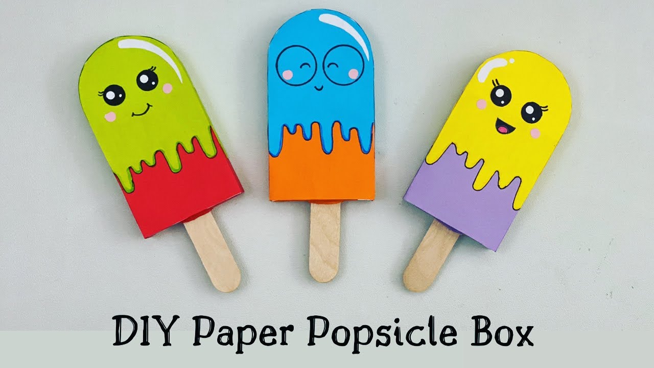 DIY HOW TO MAKE PAPER POPSICLE BOX / Paper Craft/ paper Popsicle/ 3D paper popsicle/ Paper Craft New