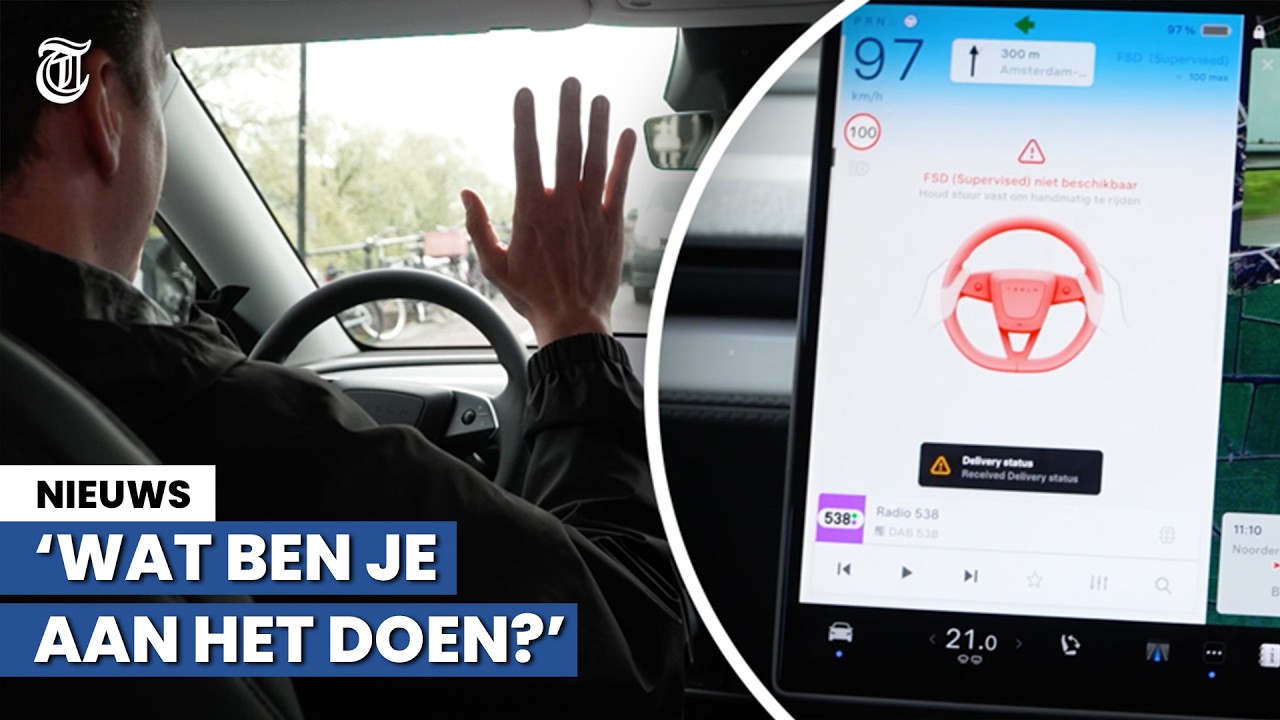 Zelfrijdende Tesla zaait verwarring in hartje Amsterdam