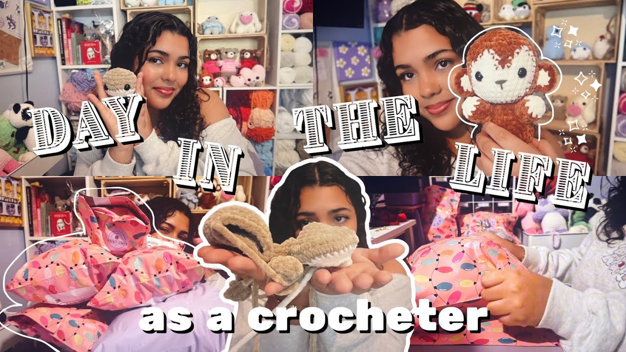 Day in the life as a crocheter 🧶🌟💜 crochet with me & packing orders