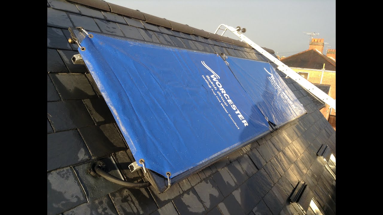 Solar panels on a slate roof