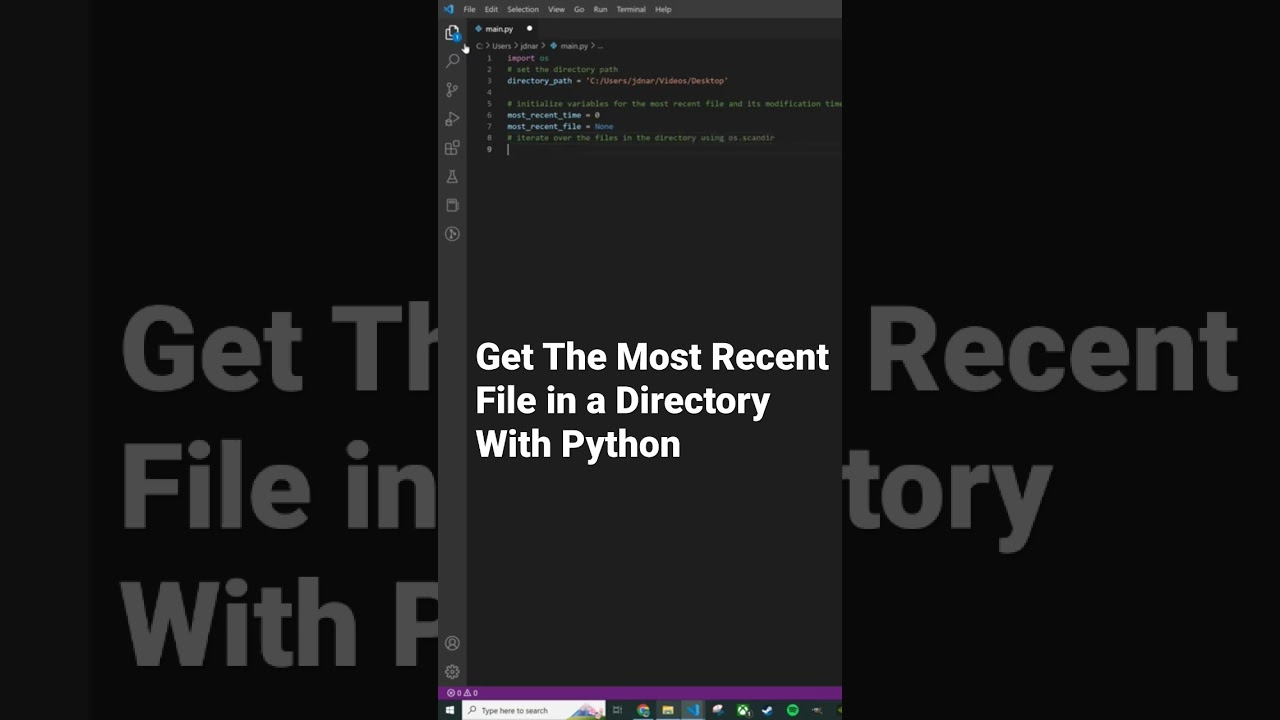 Get The Most Recent File in a Directory With Python #python #coding #keyboardasmr #shorts #code