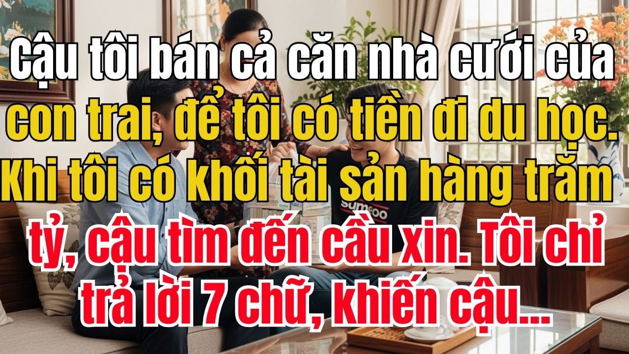 Cậu tôi bán cả căn nhà cưới của con trai, để tôi có tiền đi du học Khi tôi có khối tài sản hàng trăm