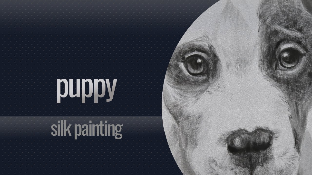 PUPPY Free Hand Silk Painting Technique (without resist/gutta) Timelapse