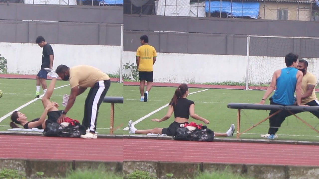 Disha Patani And BF Tiger Shroff Stretching Exercises Together After Playing Football