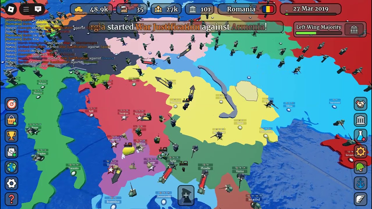 Playing Conquer the world as romania