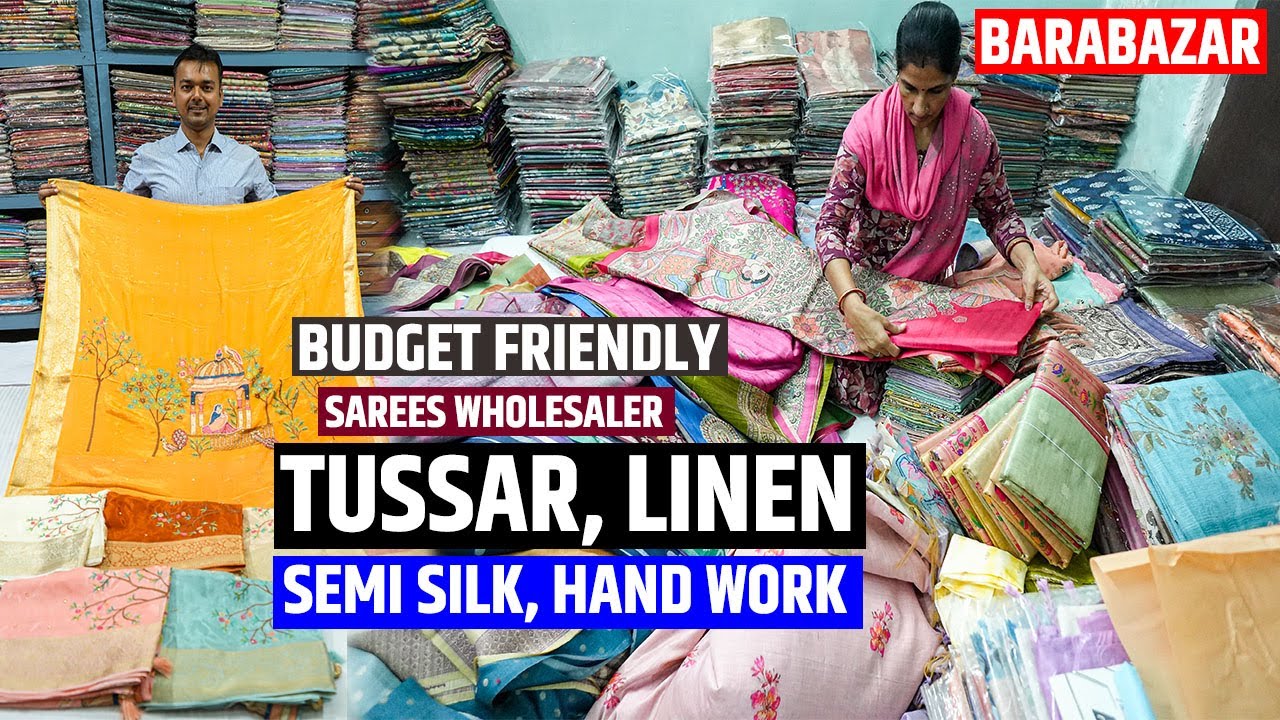Bhagalpuri, Tussar, Linen, Tissue, Semi Silk, Kalamkari, Ajrakh Sarees Wholesaler in Kolkata