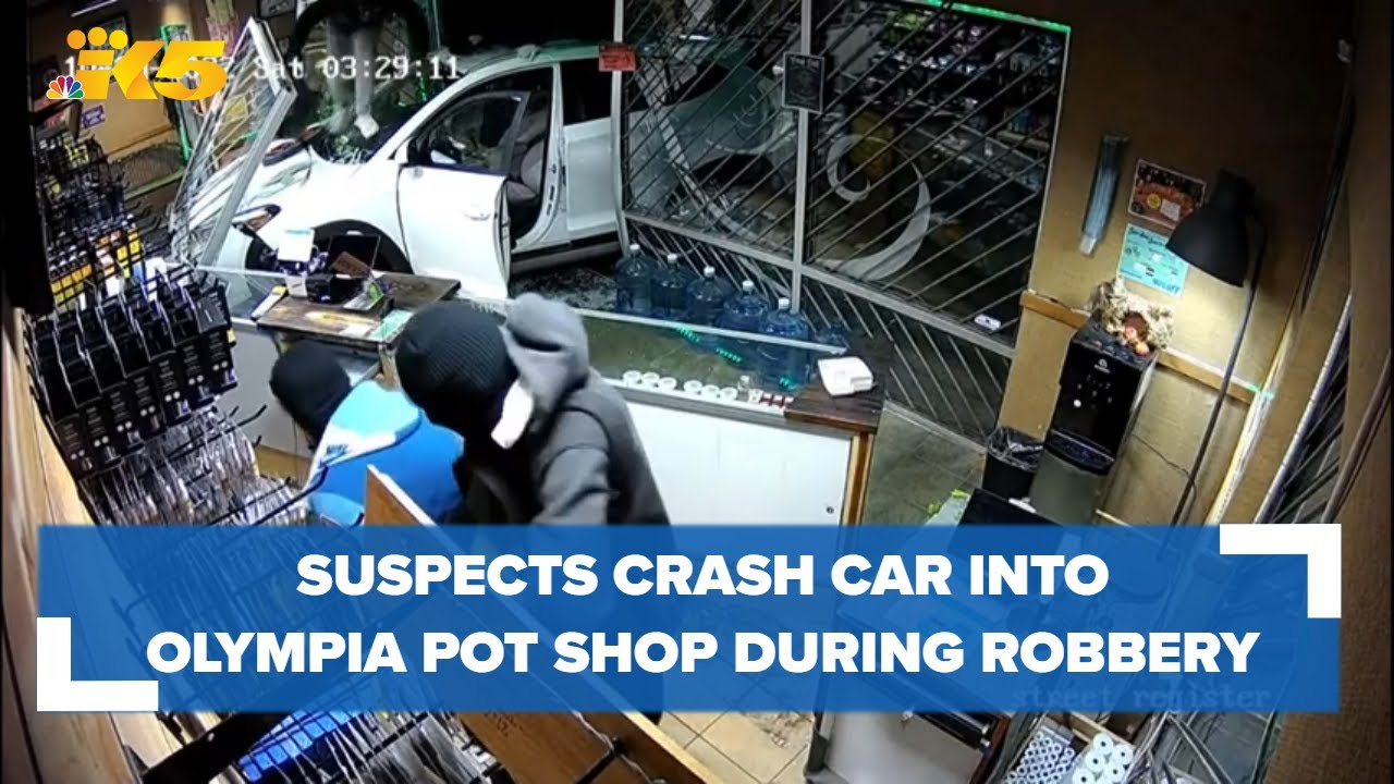 Olympia Police seek suspects who crashed car into pot shop during burglary