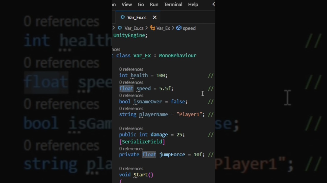 C# Variables in Unity under 60 seconds #unityengine