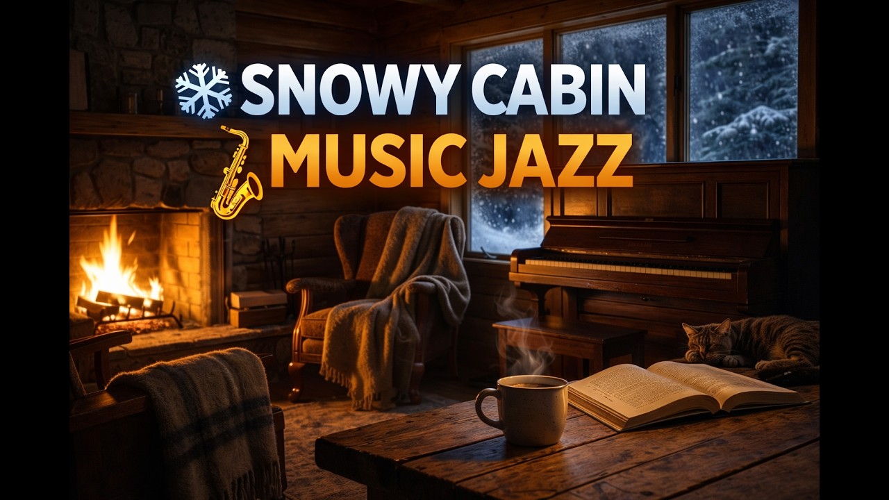 Winter Jazz Cabin Vibes ❄️ Smooth Fireplace Music for Study & Chill