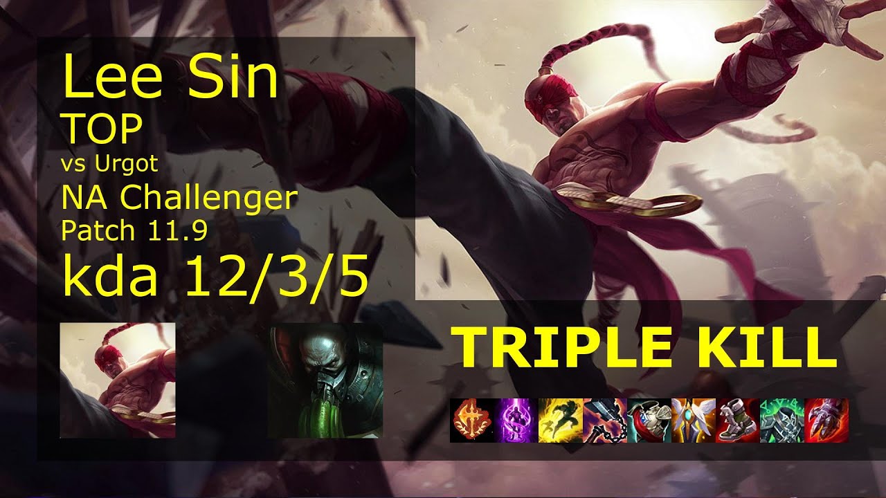 Lee Sin vs Urgot Top - NA Challenger 12/3/5 Patch 11.9 Gameplay