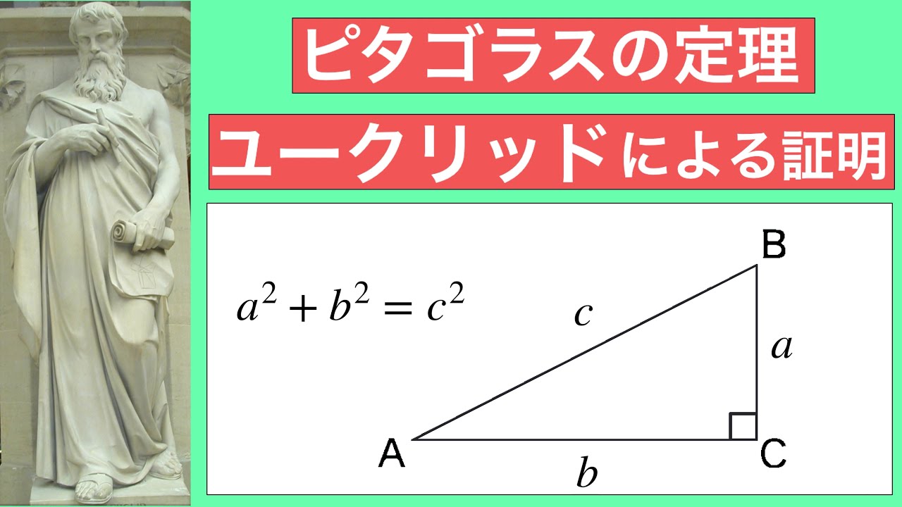 【ピタゴラスの定理】幾何学の父『ユークリッド』による証明！【三平方の定理】