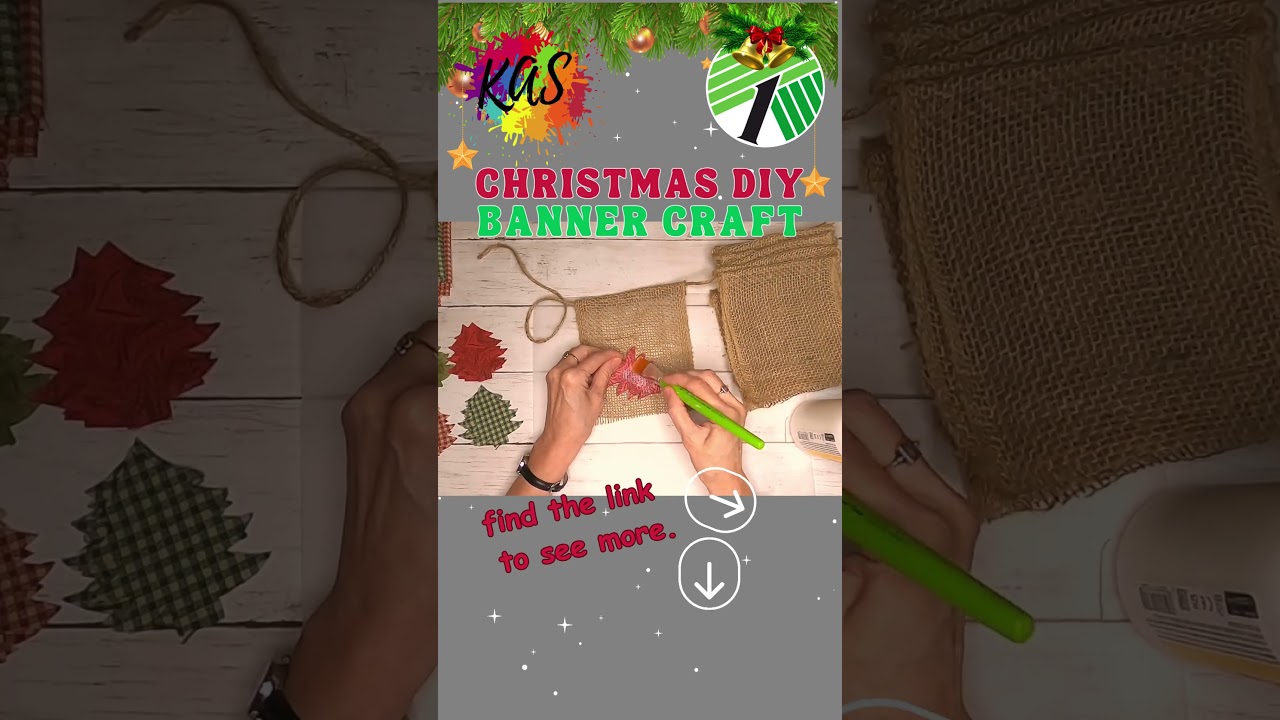 CHRISTMAS TREE RUSTIC BURLAP BANNER DIY CRAFT.