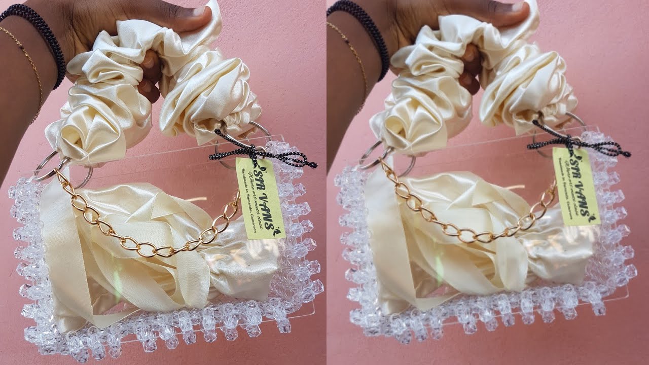 HOW TO MAKE THE TRENDY GLASS/ACRYLIC PLATE BEADED BAG😍😍DIY trendy rectangle glass plate beaded bag.