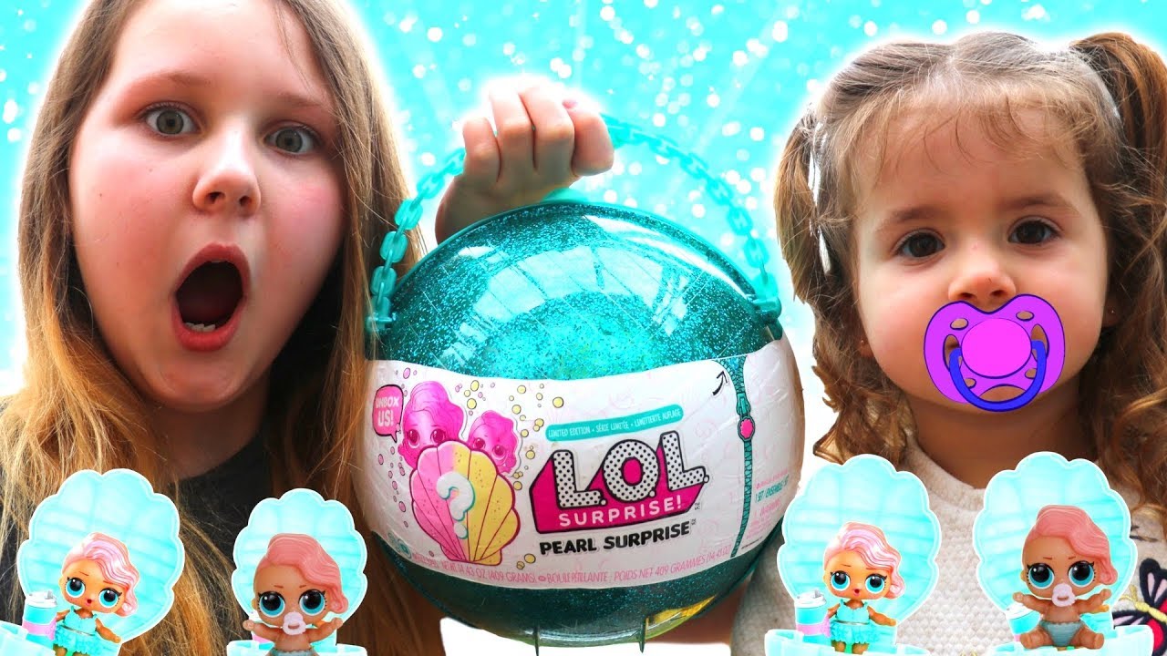 LOL Pearl Surprise Blind Bag Ball with Fizz Shell in Water Toy Video with Ruby Rube and Bonnie