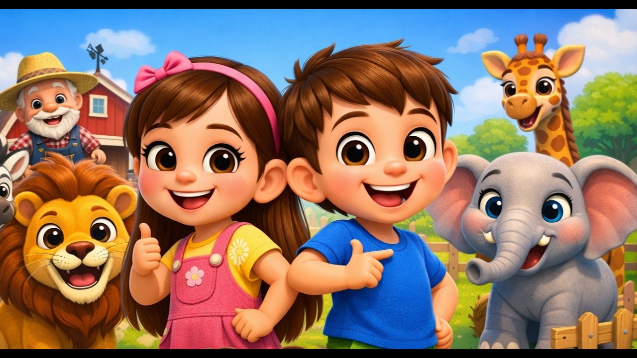 Old MacDonald Had a Jungle! 🦁🐘🦒🦓🐻🐄🐆 | Kids Nursery Rhyme with Lily & Leo | Tiny Kids Tubes