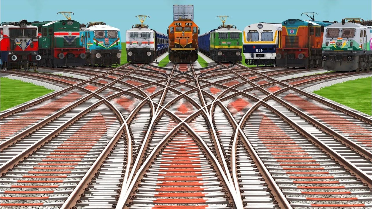Nine Higher Graphics Trains Crossing At Curves Branches Tracks ltrain gameplay #Railways#trainvideo 