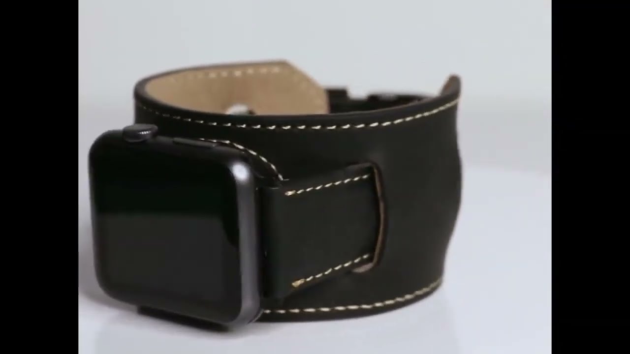 Black Leather Cuff New Apple Watch Band Ultra | Leather Watch Band