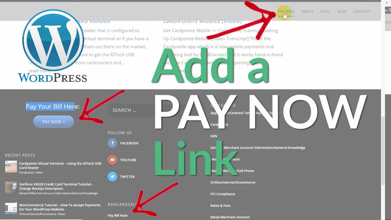 Wordpress Tutorial: Add PAY NOW Link to Home Page Of Your Wordpress Website