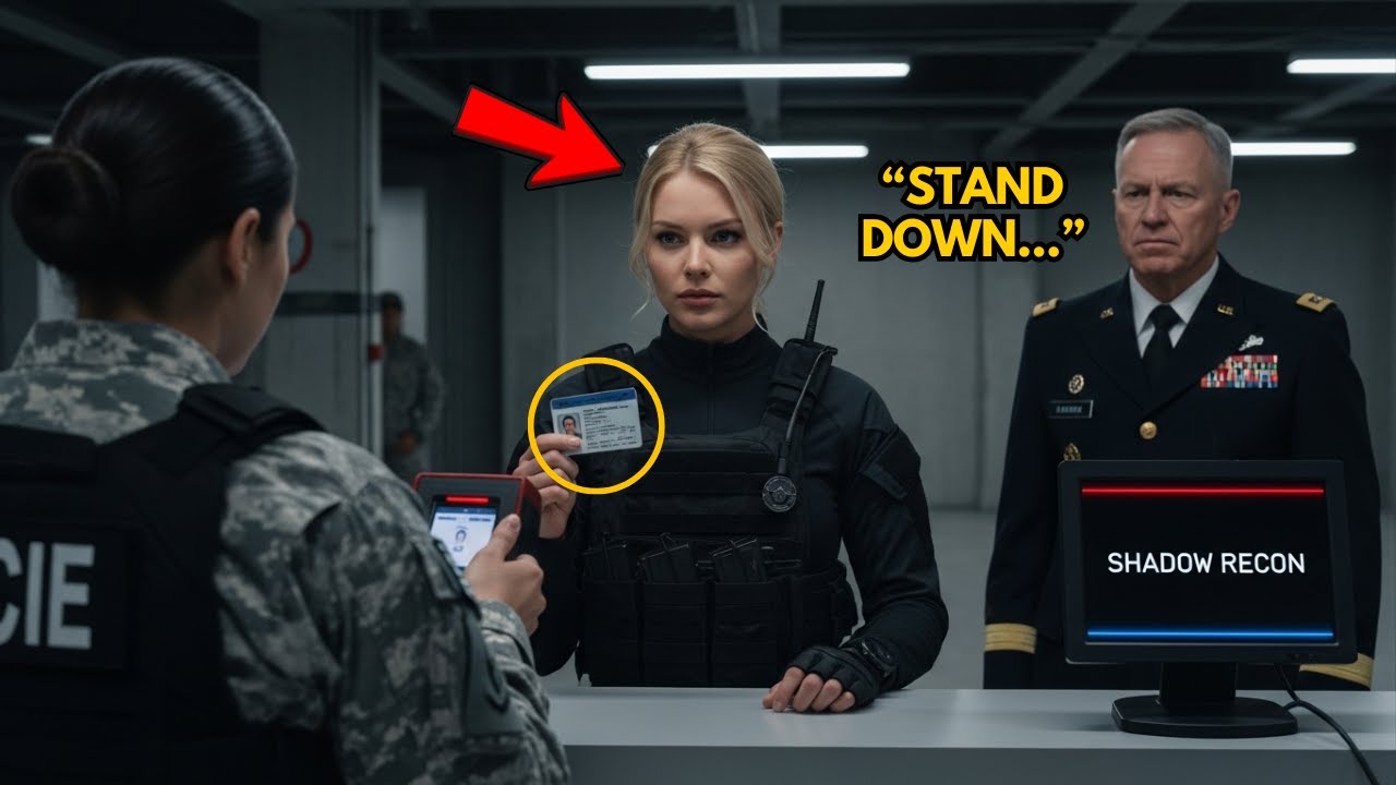 Security Scanned Her ID Twice — Then the General Whispered, “Stand Down, That’s Shadow Recon”