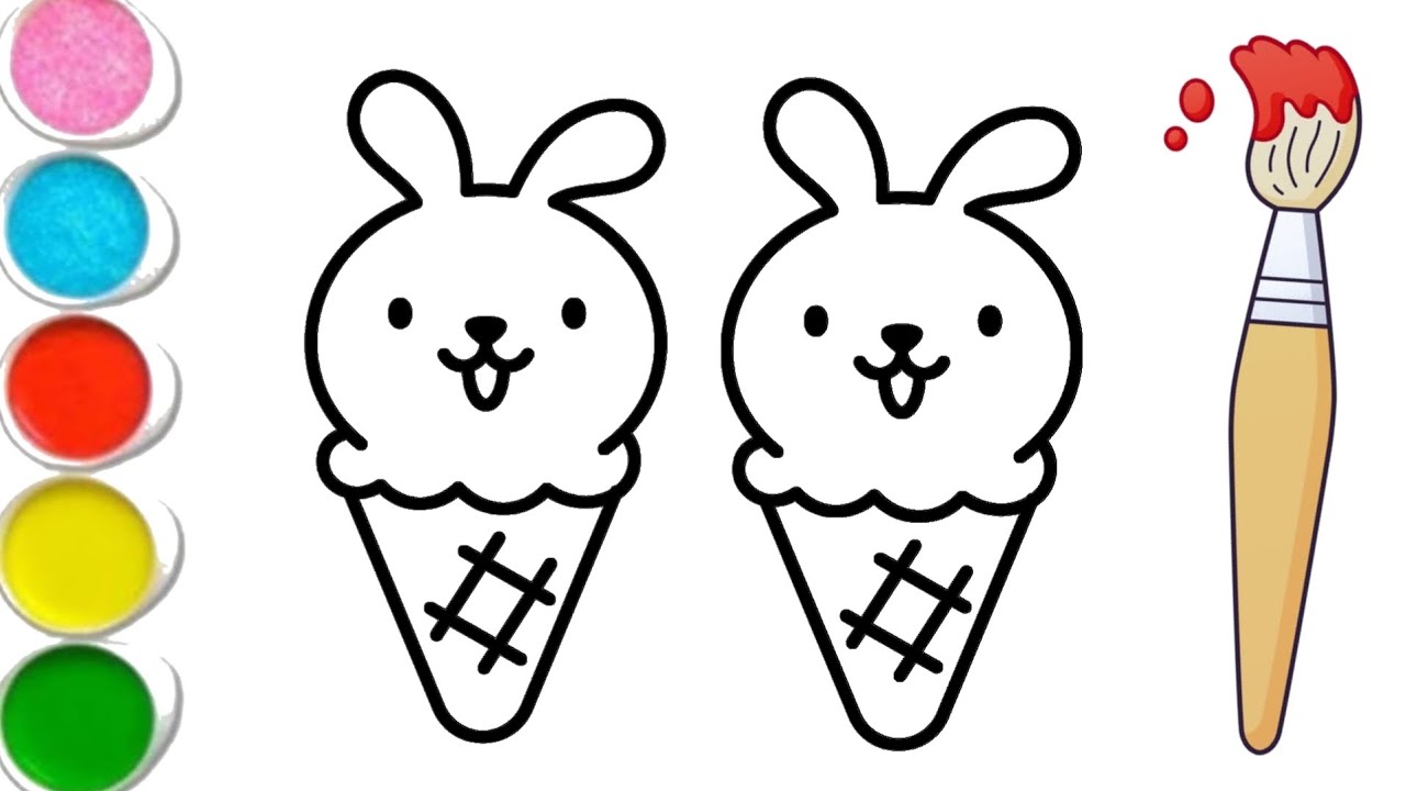 HOW TO DRAW A KAWAII BUNNY ICE CREAM_Kids Art 