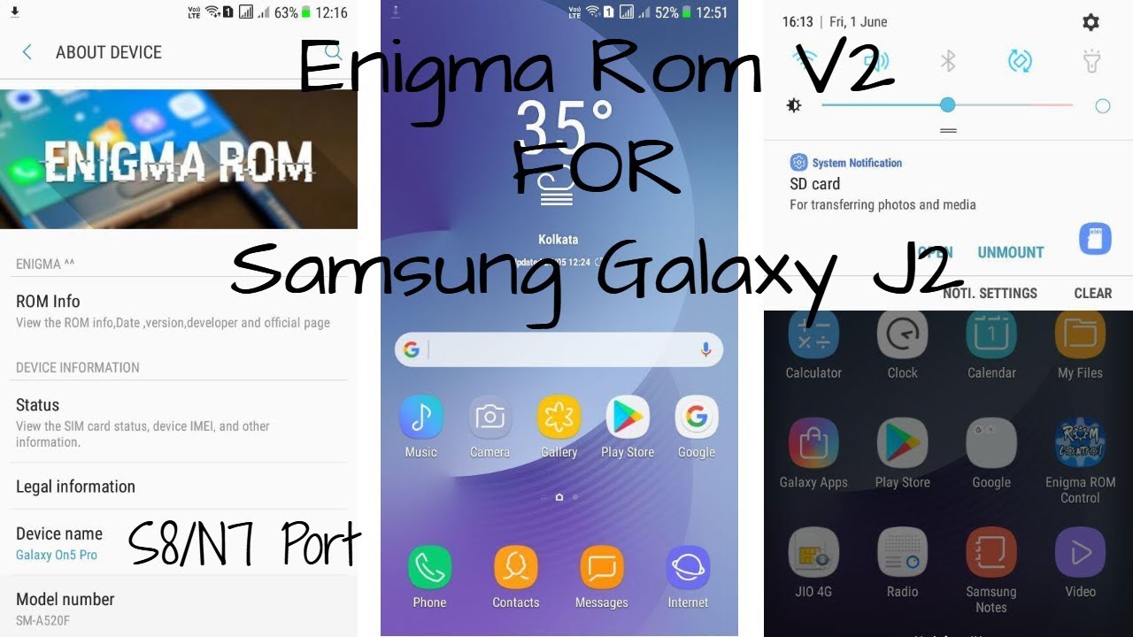 Enigma Rom v2 for Samsung Galaxy J2 | S8 and N7 Features